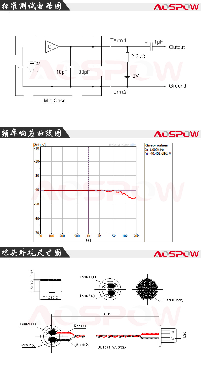 1.25端子40mm線長咪芯規(guī)格書尺寸